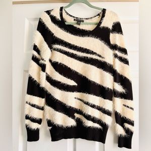 Likely NEW fuzzy zebra print sweater